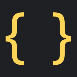 2 yellow curly braces on a dark background